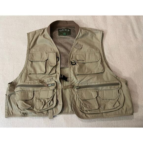 Vintage Orvis Clearwater fly fishing vest wading floating men’s large khaki - Picture 1 of 6